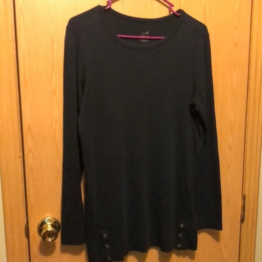 J Jill perfect pima size small crewneck tunic 100% pima cotton navy blue
